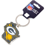 Green Bay Packers State Shape Keyring: 3 - Keyrings By American Sports