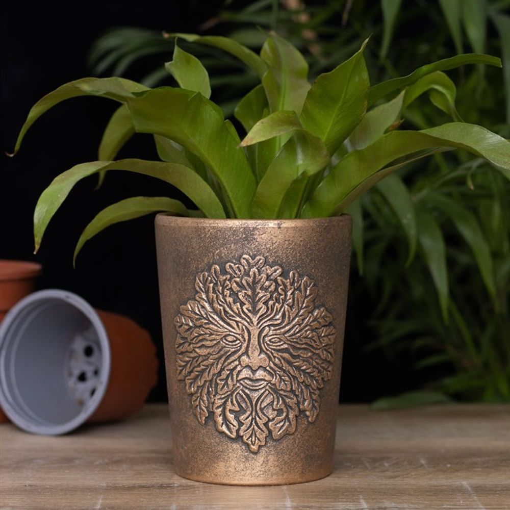 Green Man Bronze Terracotta Plant Pot by Lisa Parker: 1 - Pots & Planters By Gift Moments