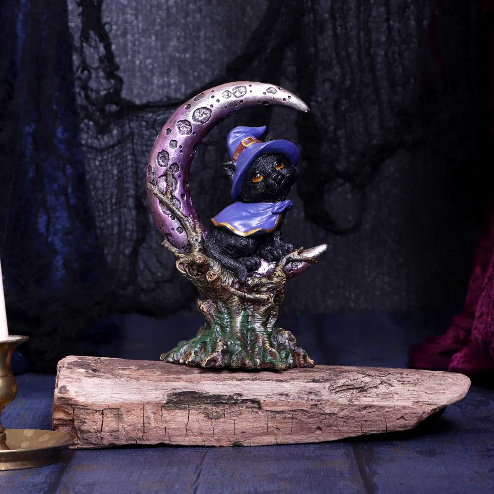 Grimalkin Witches Familiar Black Cat and Crescent Moon Figurine: 1 - Figures & Collectables By Gift Moments