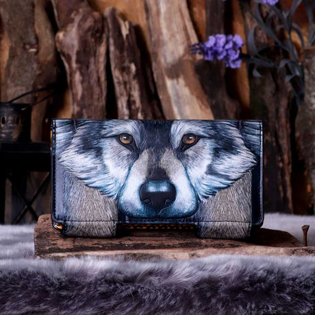 Guardian Wolf Embossed Purse 18.5cm: 1 - Purses By Lisa Parker