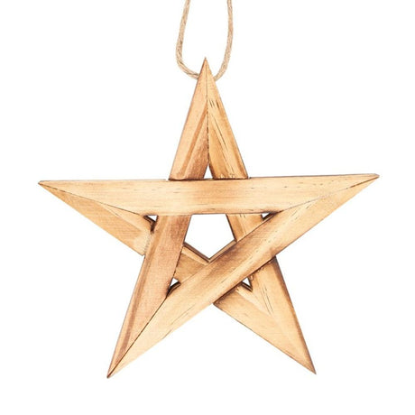 Hanging Wooden Pentagram Decoration: 3 - Christmas Decorations By Gift Moments