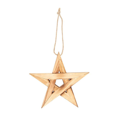 Hanging Wooden Pentagram Decoration: 2 - Christmas Decorations By Gift Moments