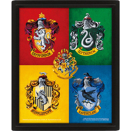 Harry Potter Crests Framed 3D Picture - Shop Wall Art At Gift Moments - 2
