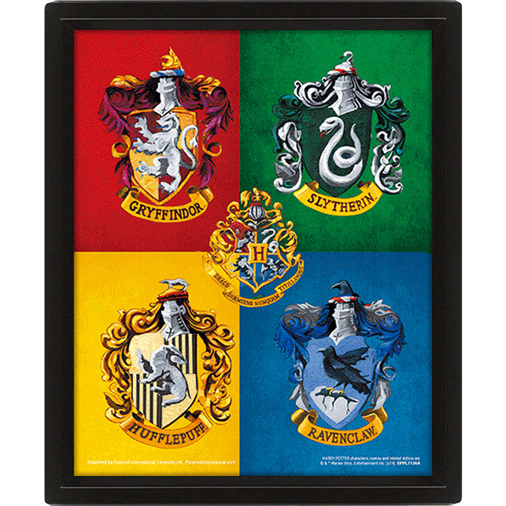 Harry Potter Crests Framed 3D Picture - Shop Wall Art At Gift Moments - 3