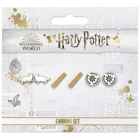 Harry Potter Silver Plated Earring Set Hufflepuff: 5 - Jewellery By Harry Potter