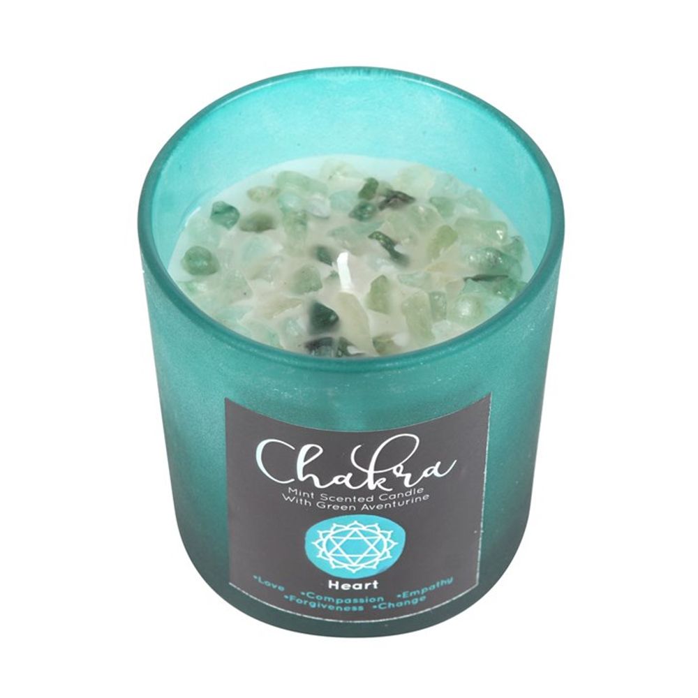 Heart Chakra Mint Crystal Chip Candle: 1 - Candles By Gift Moments