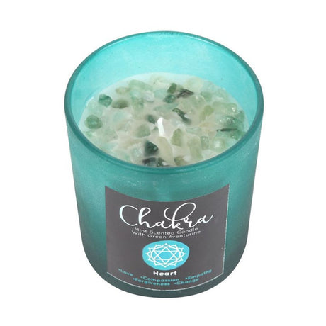 Heart Chakra Mint Crystal Chip Candle: 1 - Candles By Gift Moments