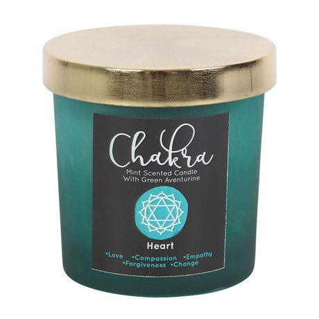 Heart Chakra Mint Crystal Chip Candle: 3 - Candles By Gift Moments
