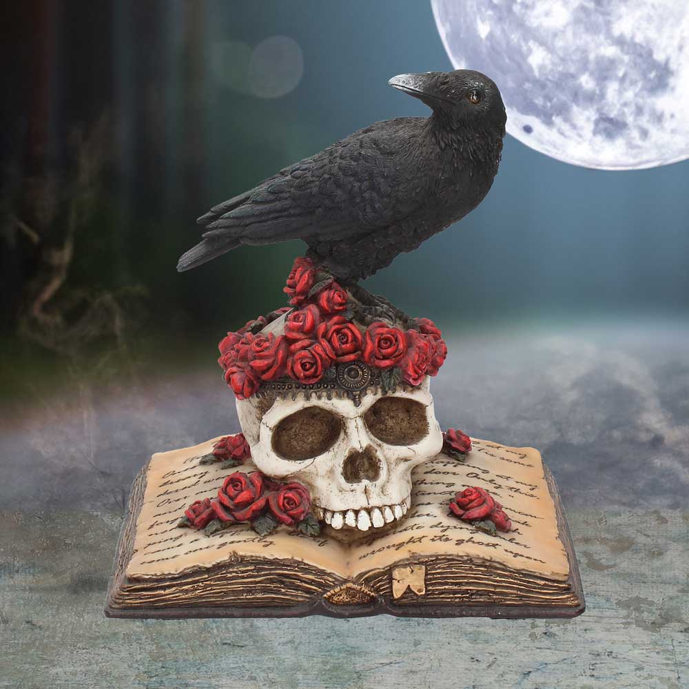 Heartaches Reflection Raven Figurine Skull Rose Valentine Ornament - Shop Figurines Medium (15-29cm) At Gift Moments - 1