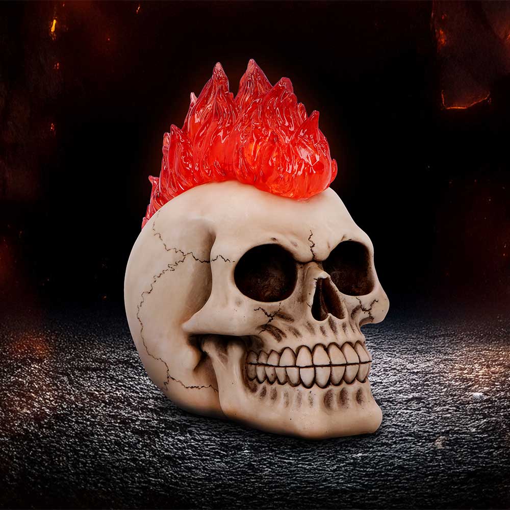 Hot-Headed Decorative Resin Skull: 1 - Figurines Medium (15-29cm) By NN Designs