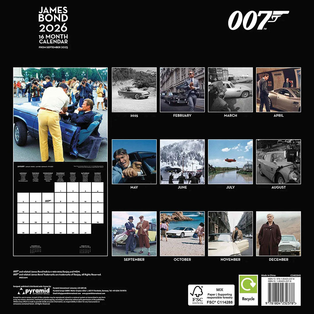 James Bond Square Calendar 2026: 3 - Calendars By James Bond