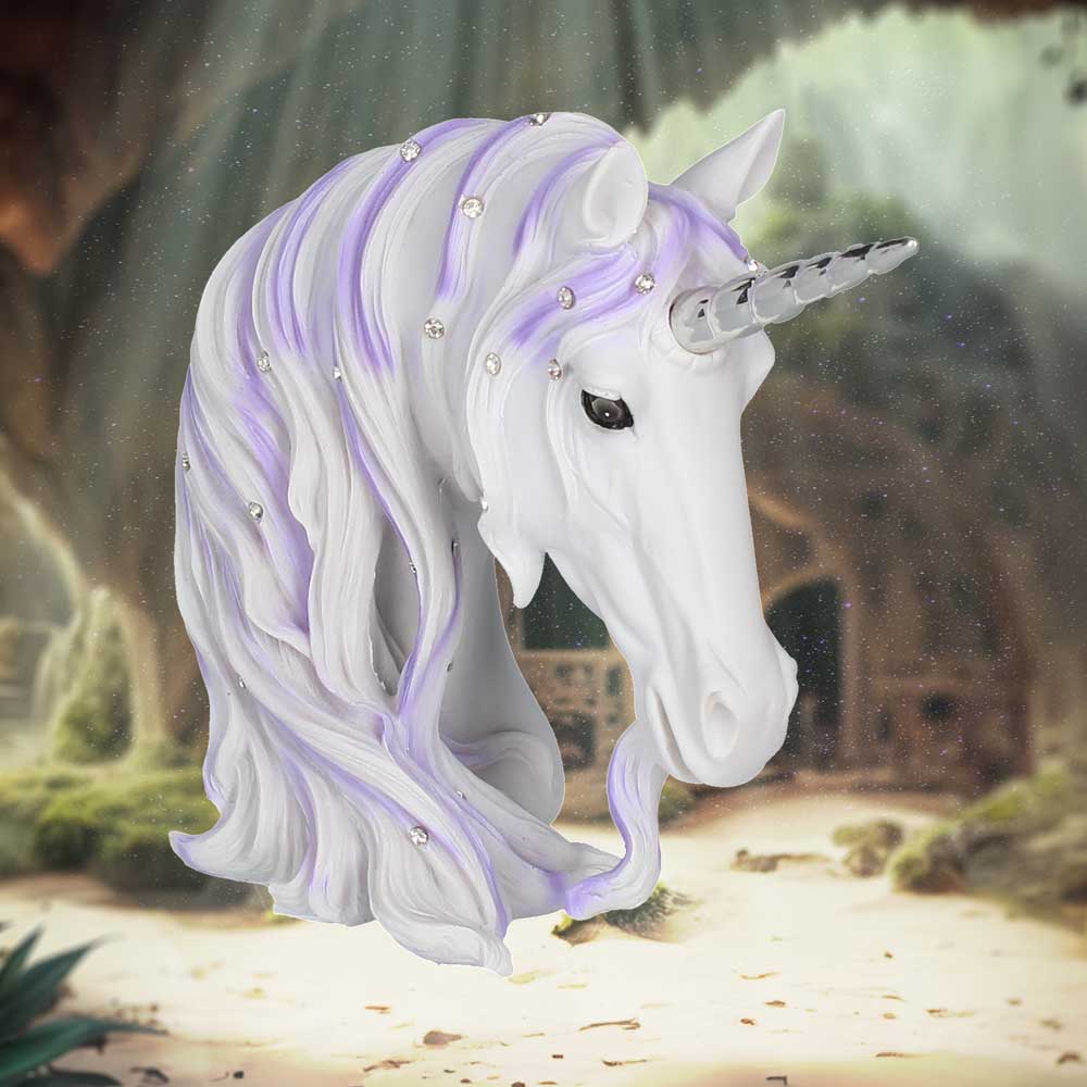 Jewelled Magnificence Small White Unicorn Bust Ornament: 1 Figurines Medium (15 29cm) By Gift Moments