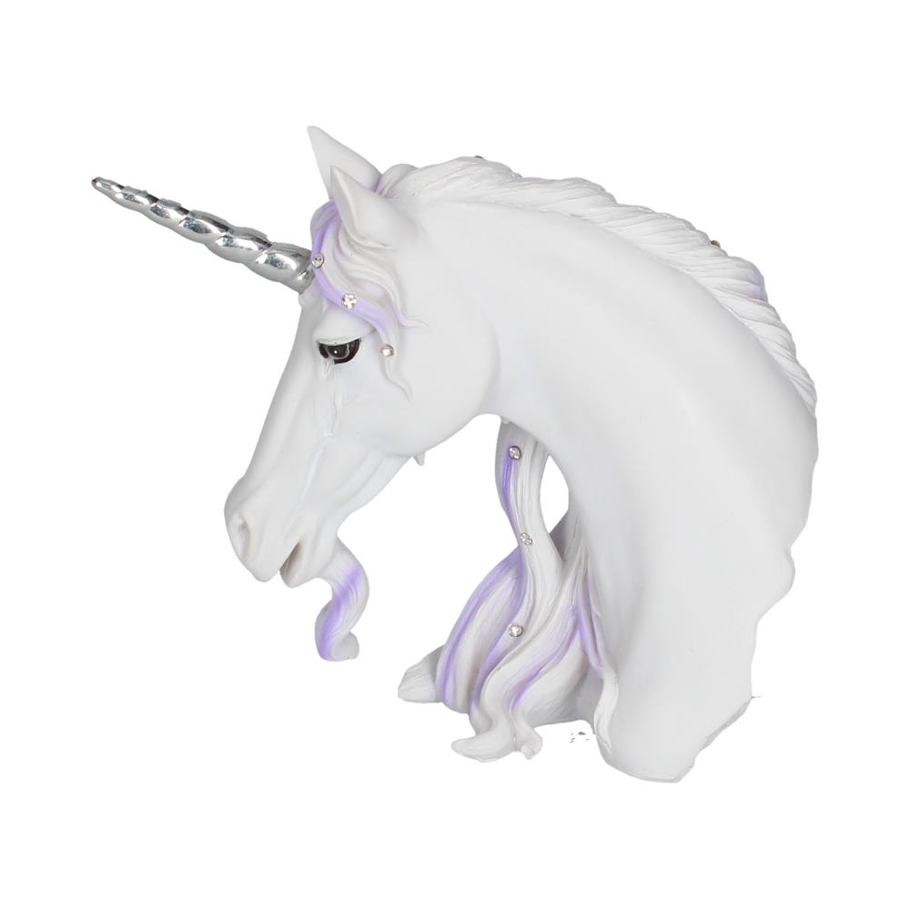 Jewelled Magnificence Small White Unicorn Bust Ornament: 4 Figurines Medium (15 29cm) By Gift Moments