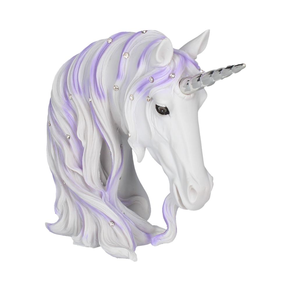 Jewelled Magnificence Small White Unicorn Bust Ornament: 2 Figurines Medium (15 29cm) By Gift Moments
