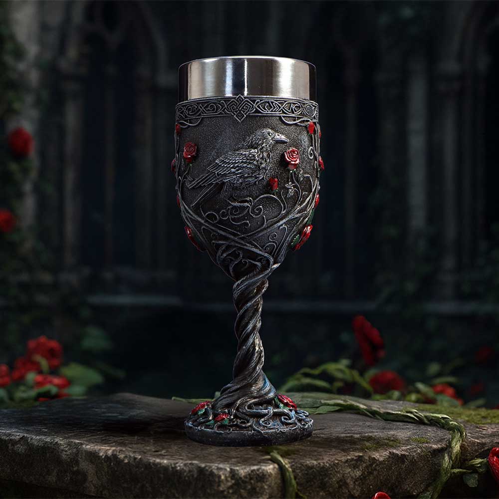 Twilight Bloom Gothic Raven Goblet