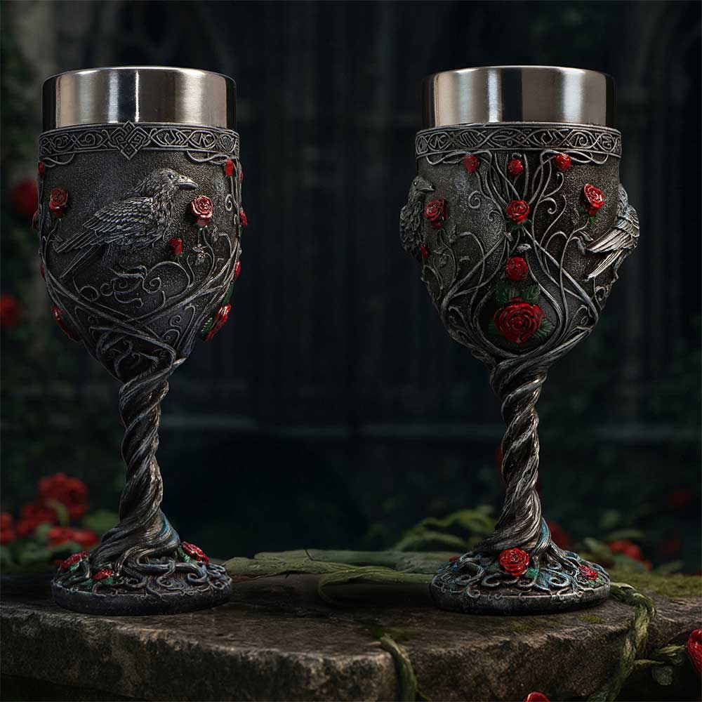 Twilight Bloom Gothic Raven Goblet