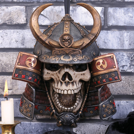 Kabuto Armoured Samurai Warrior Skull 26.6cm: 1 - Wall Hanging Sculptures By Gift Moments