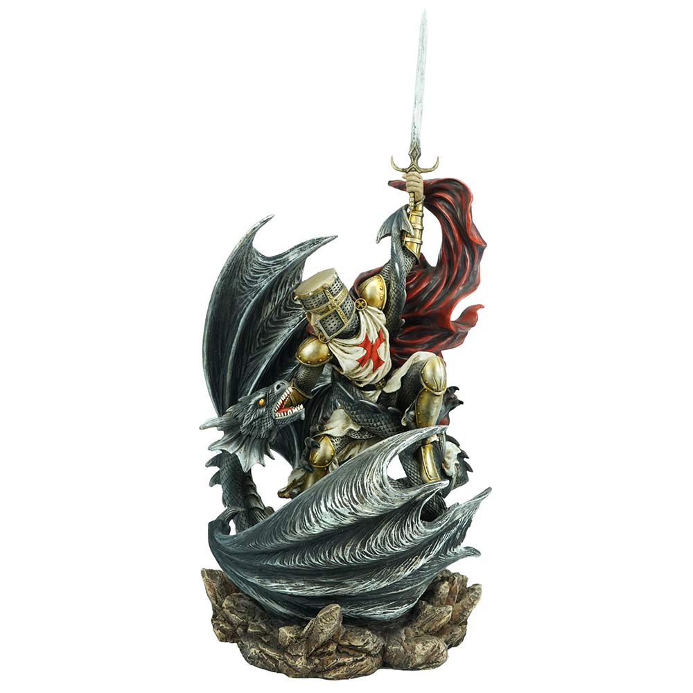 Legends Fall Templar Knight vs Dragon Resin Figurine: 2 - Figurines Large (30-50cm) By NN Designs