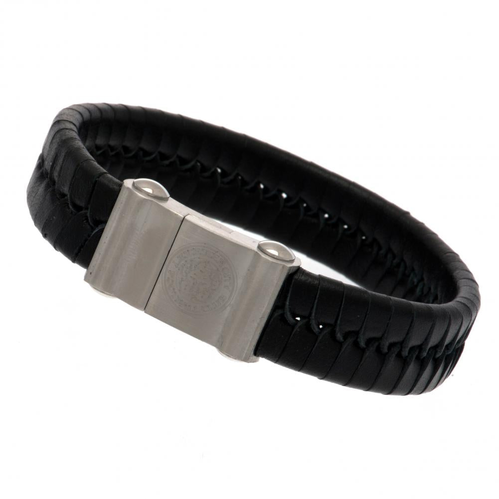 Leicester City FC Single Plait Leather Bracelet: 2 - Jewellery By Leicester City