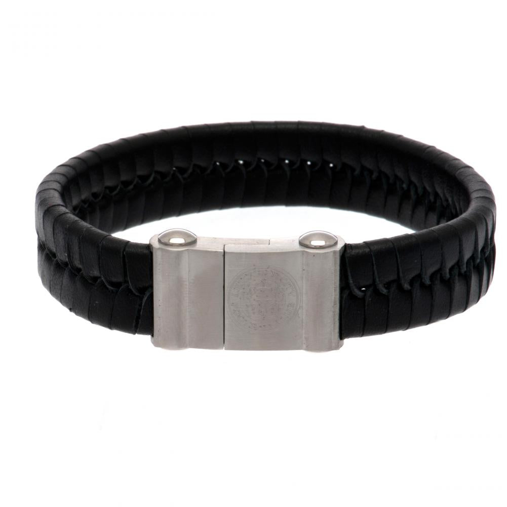 Leicester City FC Single Plait Leather Bracelet: 1 - Jewellery By Leicester City