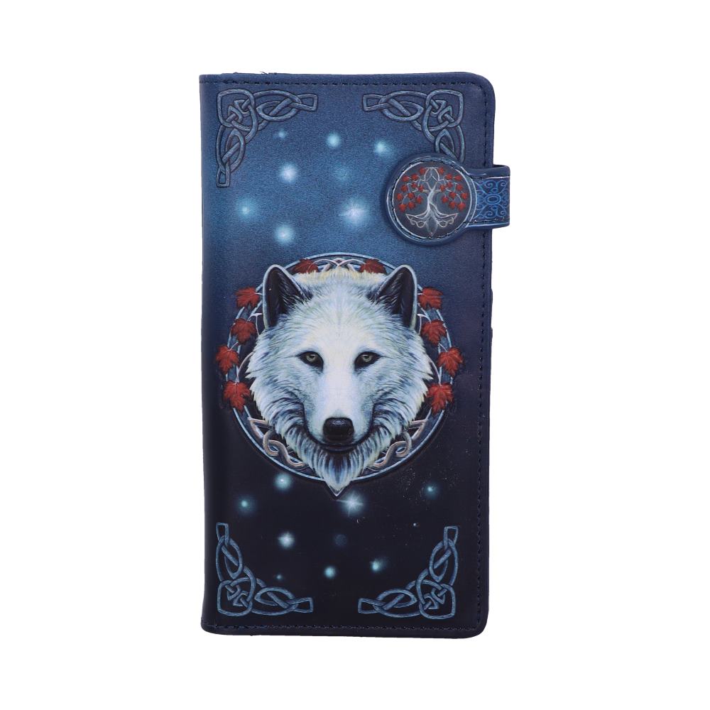 Lisa Parker Guardian of the Fall White Autumn Wolf Embossed Purse: 2 - Purses By Lisa Parker