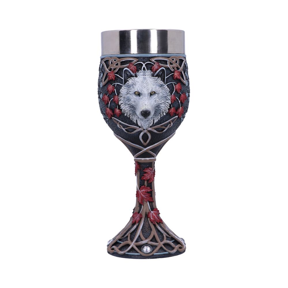 Lisa Parker Guardian of the Fall White Autumn Wolf Goblet: 4 - Goblets & Chalices By Lisa Parker