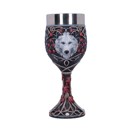 Lisa Parker Guardian of the Fall White Autumn Wolf Goblet: 4 - Goblets & Chalices By Lisa Parker