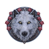 Lisa Parker Guardian of the Fall White Autumn Wolf Wall Plaque: 2 - Wall Hanging Sculptures By Lisa Parker
