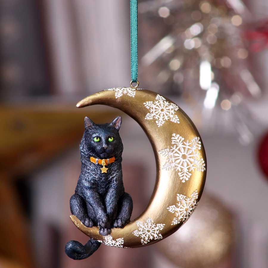 Lisa Parker Moon Cat Hanging Ornament: 1 - Hanging Decorations By Lisa Parker