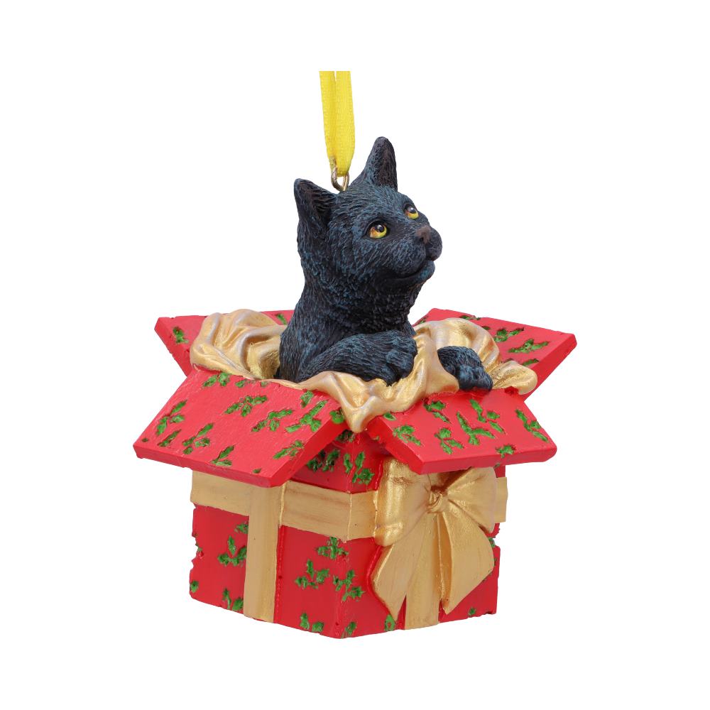 Lisa Parker Present Cat Hanging Ornament 9cm: 5 - Hanging Decorations By Lisa Parker