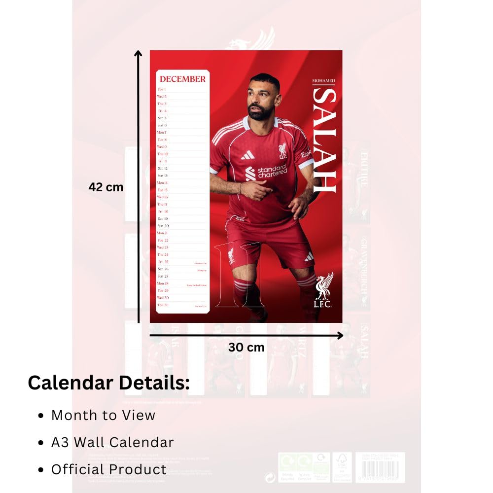 Liverpool FC A3 Calendar 2026: 5 - Calendars By Liverpool