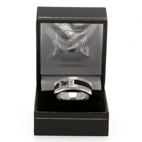 Liverpool FC Black Inlay Ring Medium: 2 - Jewellery By Liverpool