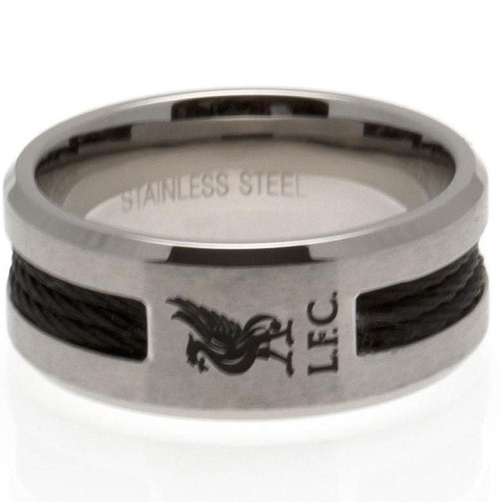 Liverpool FC Black Inlay Ring Medium: 1 - Jewellery By Liverpool