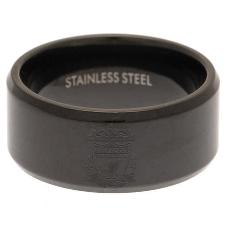 Liverpool FC Black IP Ring Medium: 2 Jewellery By Liverpool