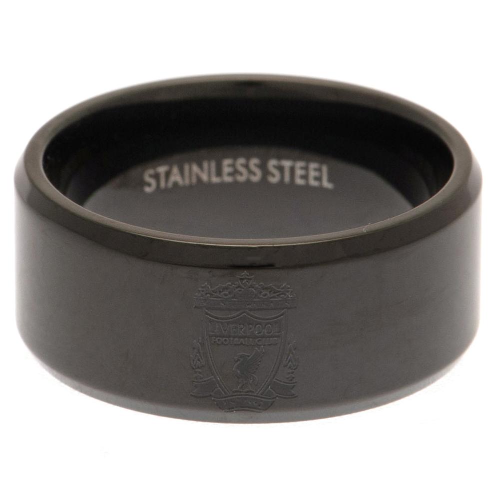 Liverpool FC Black IP Ring Small: 2 - Jewellery By Liverpool