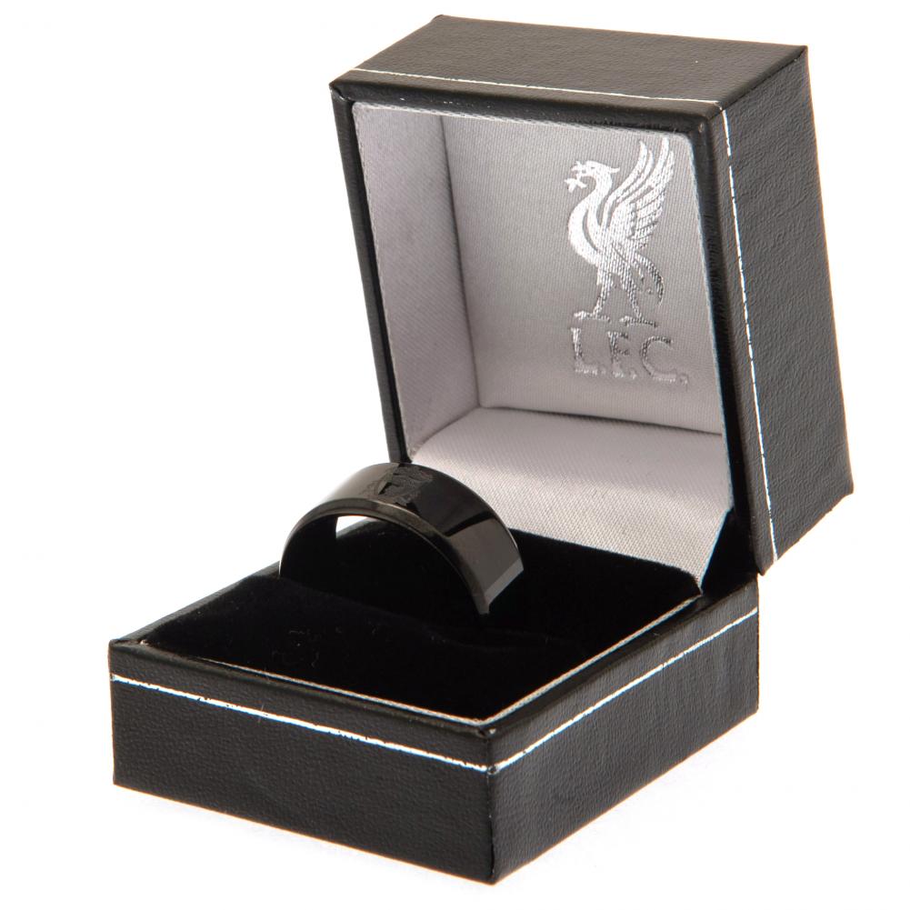 Liverpool FC Black IP Ring Small: 1 - Jewellery By Liverpool