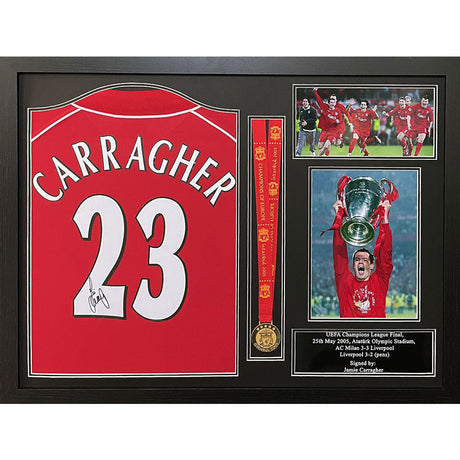 Liverpool FC Carragher Signed Shirt & Medal (Framed): 1 - Signed Memorabilia By Liverpool