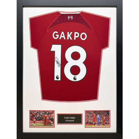 Liverpool FC Gakpo Signed Shirt (Framed) - Shop Signed Memorabilia At Gift Moments - 1