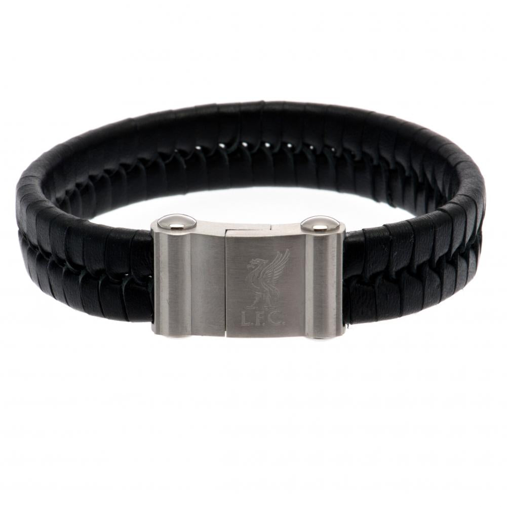 Liverpool FC Single Plait Leather Bracelet: 1 - Jewellery By Liverpool