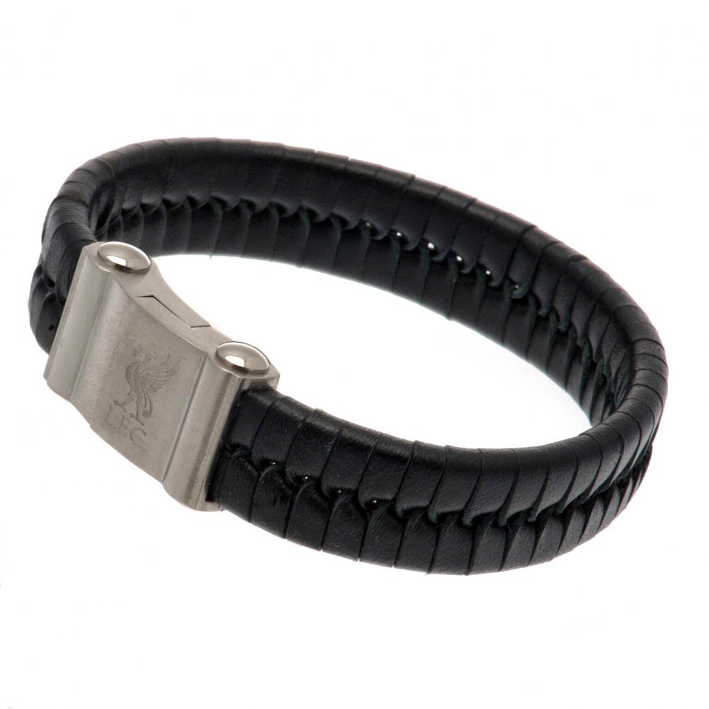 Liverpool FC Single Plait Leather Bracelet: 2 - Jewellery By Liverpool