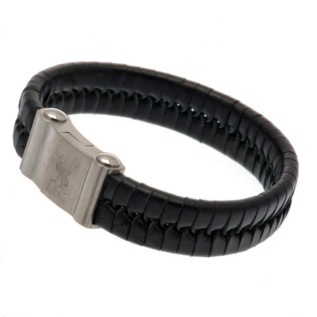 Liverpool FC Single Plait Leather Bracelet: 2 - Jewellery By Liverpool