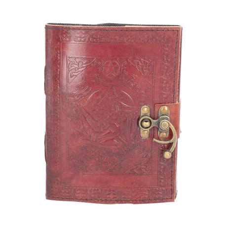 Lockable Pentagram Red Leather Journal 15 x 21cm: 2 - Leather Journals By Gift Moments