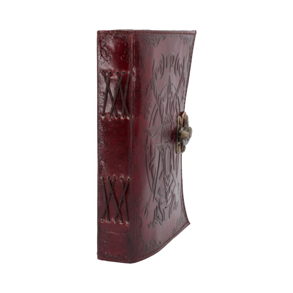 Lockable Red Leather Baphomet Embossed Journal: 5 - Leather Journals By NN Designs