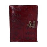 Lockable Red Leather Medieval Embossed Journal: 2 - Leather Journals By NN Designs