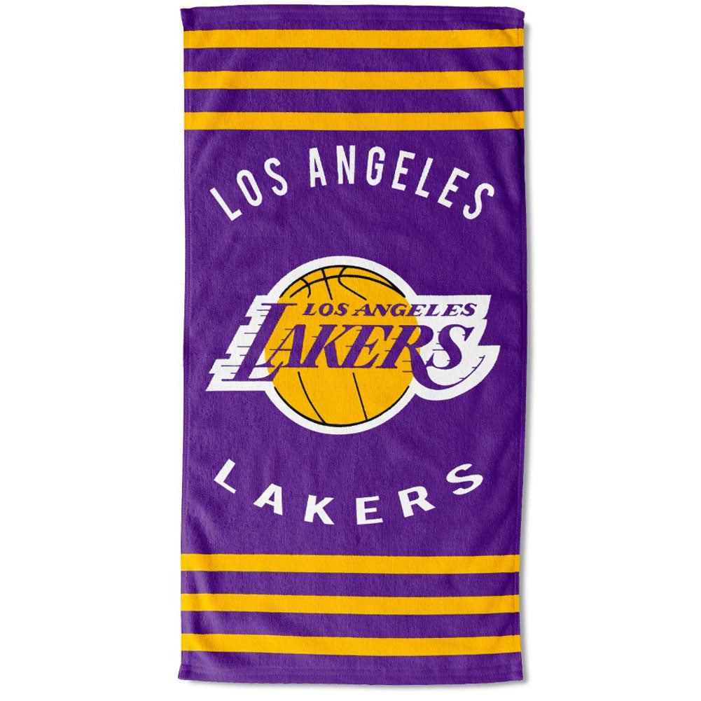 Los Angeles Lakers Stripe Beach Towel: 1 - Towels By American Sports