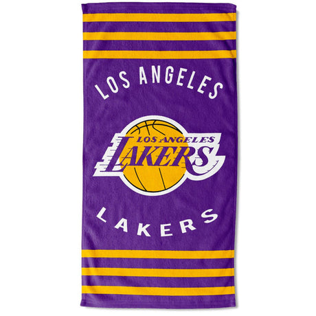Los Angeles Lakers Stripe Beach Towel: 1 - Towels By American Sports