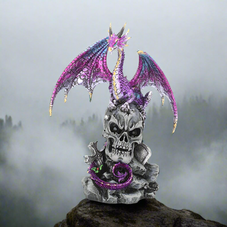 Loyal Defender Figurine Fantasy Gothic Dragon and Skull Ornament: 1 - Figures & Collectables By Gift Moments