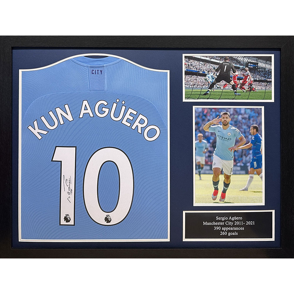 Aguero Signed Manchester City Framed Shirt: 1 - Signed Memorabilia By Manchester City