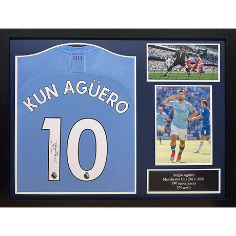 Aguero Signed Manchester City Framed Shirt: 1 - Signed Memorabilia By Manchester City