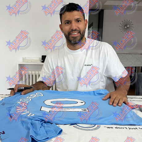 Aguero Signed Manchester City Framed Shirt: 2 - Signed Memorabilia By Manchester City
